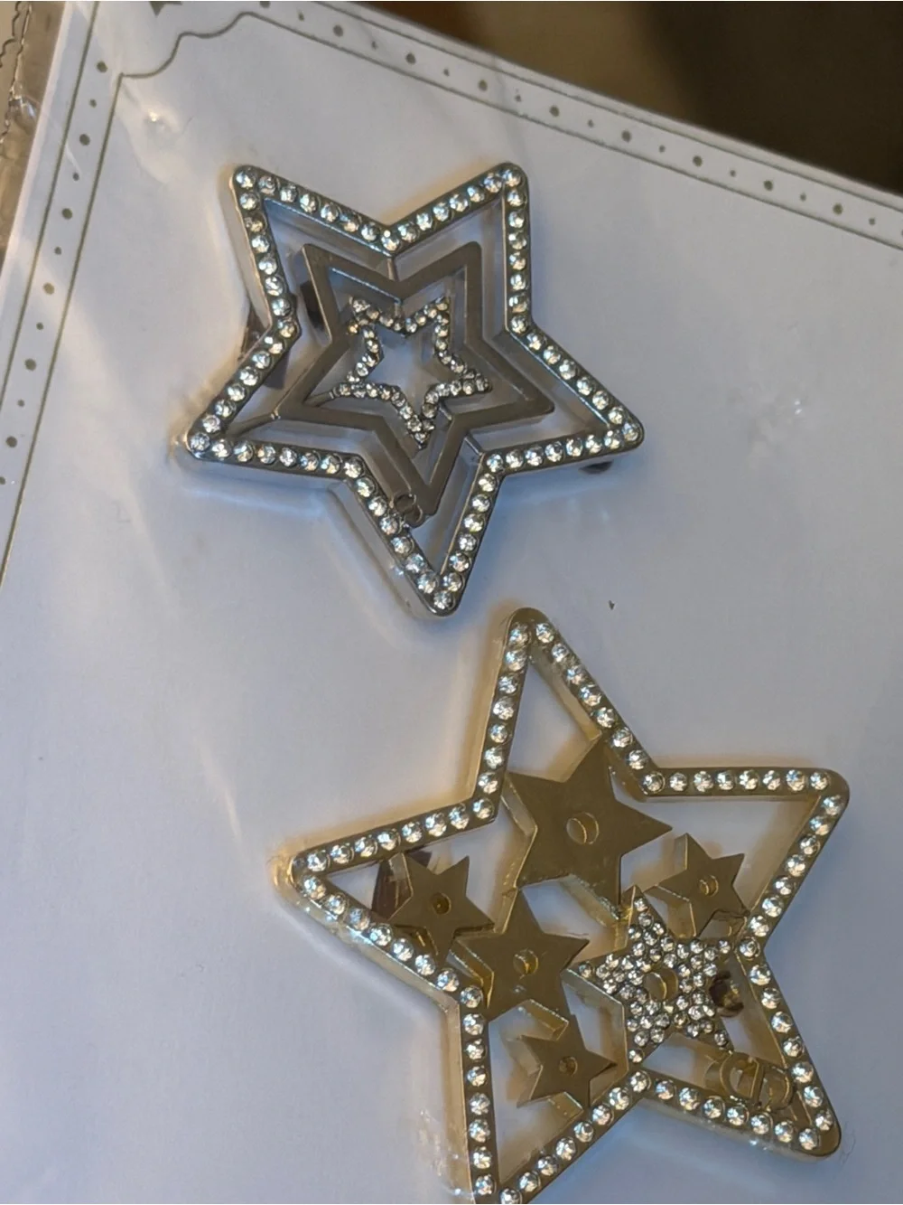 Dior Gold and Silver Crystal Star Hair Clips